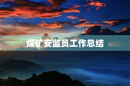 煤矿安监员工作总结