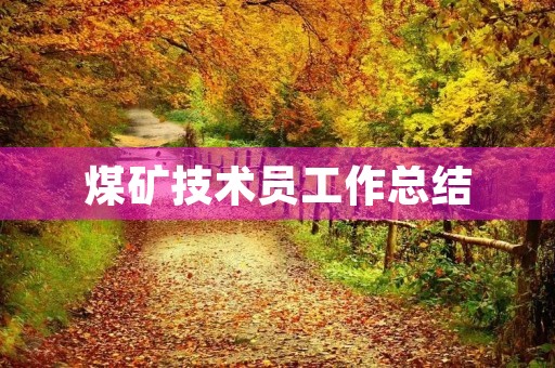 煤矿技术员工作总结
