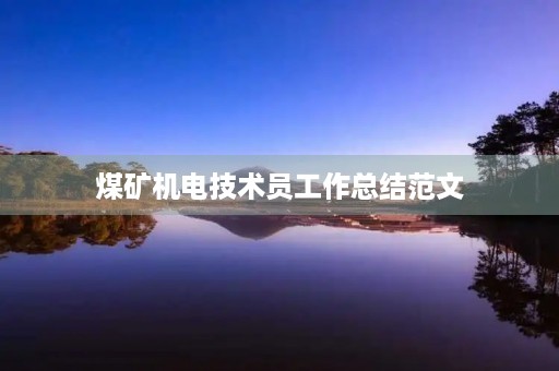 煤矿机电技术员工作总结范文
