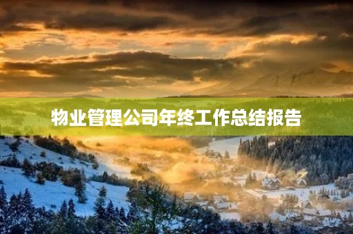 物业管理公司年终工作总结报告 物业管理公司年终工作总结报告