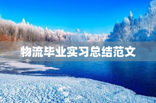 物流毕业实习总结范文 物流毕业实习总结范文
