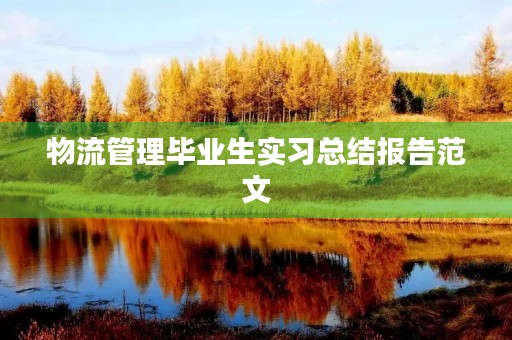 物流管理毕业生实习总结报告范文 物流管理毕业生实习总结报告范文