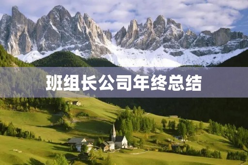 班组长公司年终总结
