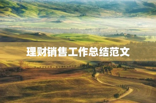 理财销售工作总结范文