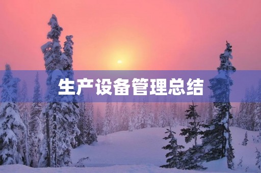 生产设备管理总结