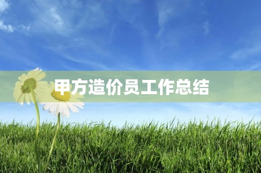 甲方造价员工作总结