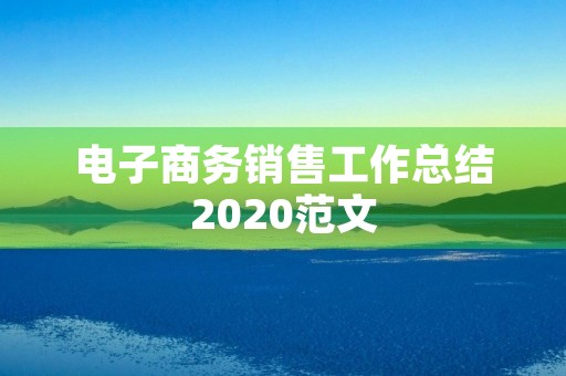 电子商务销售工作总结2020范文