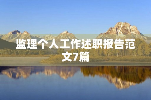监理个人工作述职报告范文7篇