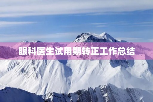 眼科医生试用期转正工作总结