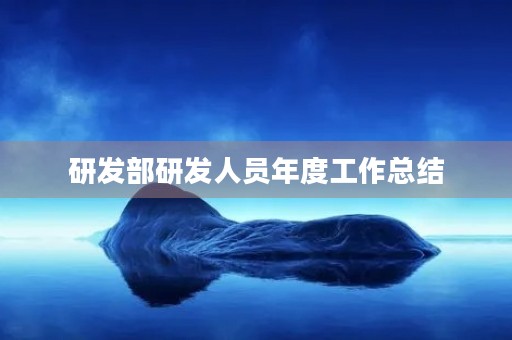 研发部研发人员年度工作总结