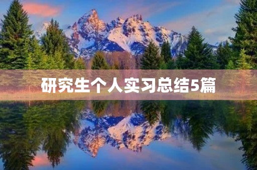 研究生个人实习总结5篇