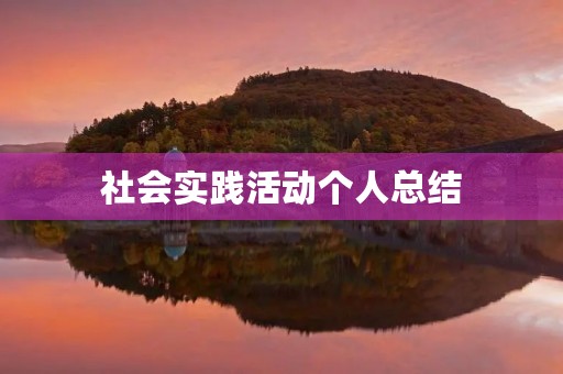 社会实践活动个人总结