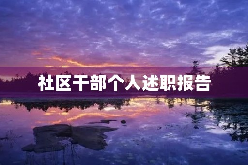 社区干部个人述职报告（精选14篇）