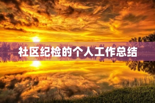 社区纪检的个人工作总结