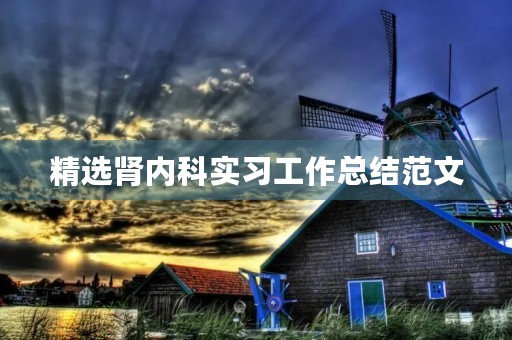 精选肾内科实习工作总结范文 精选肾内科实习工作总结范文