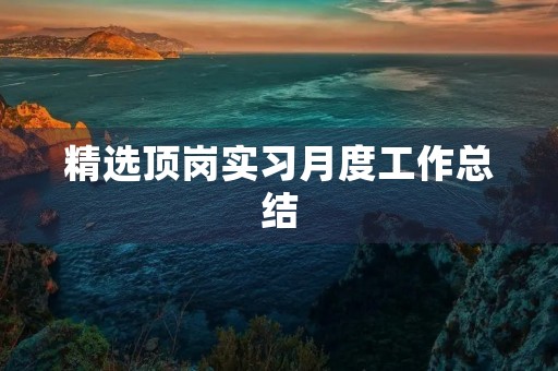 精选顶岗实习月度工作总结 精选顶岗实习月度工作总结
