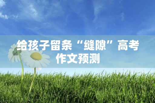 给孩子留条“缝隙”高考作文预测