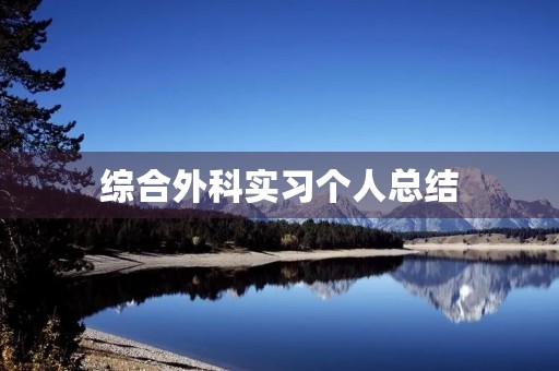 综合外科实习个人总结