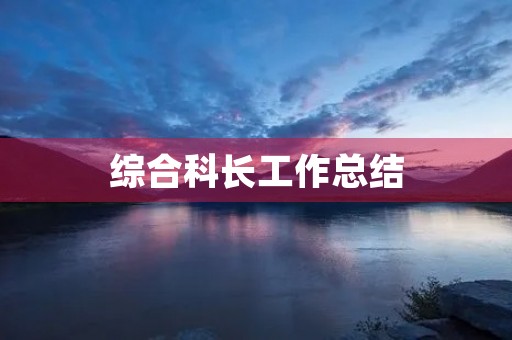 综合科长工作总结 综合科长工作总结