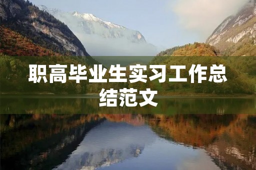 职高毕业生实习工作总结范文