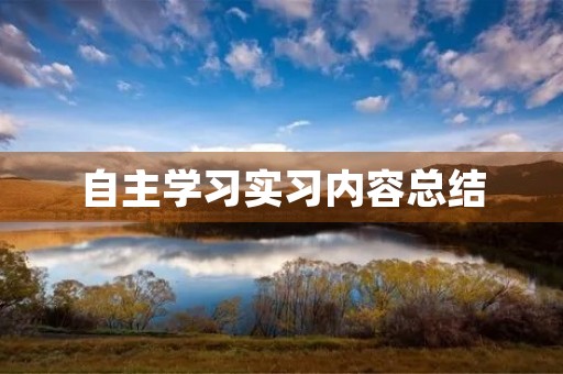 自主学习实习内容总结 自主学习实习内容总结