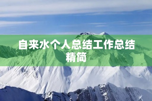自来水个人总结工作总结精简 自来水个人总结工作总结精简