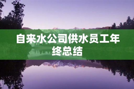 自来水公司供水员工年终总结