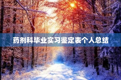 药剂科毕业实习鉴定表个人总结