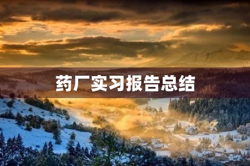 药厂实习报告总结