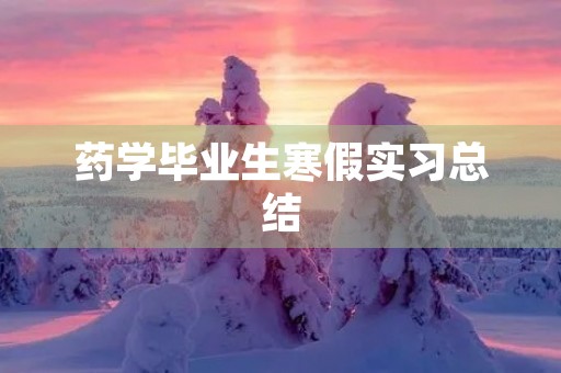 药学毕业生寒假实习总结
