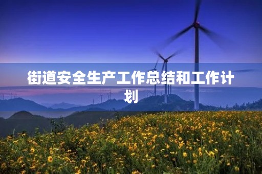 街道安全生产工作总结和工作计划
