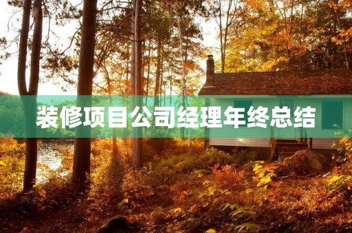 装修项目公司经理年终总结