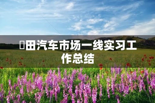 褔田汽车市场一线实习工作总结 褔田汽车市场一线实习工作总结