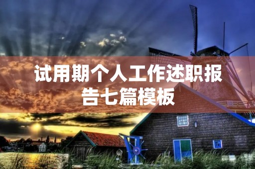 试用期个人工作述职报告七篇模板