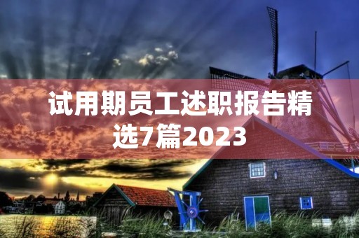 试用期员工述职报告精选7篇2023