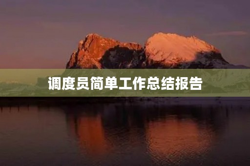 调度员简单工作总结报告