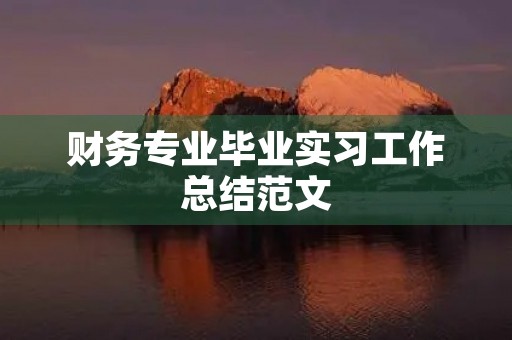 财务专业毕业实习工作总结范文