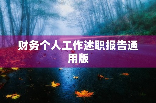 财务个人工作述职报告通用版