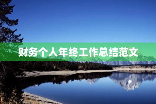 财务个人年终工作总结范文 财务个人年终工作总结范文