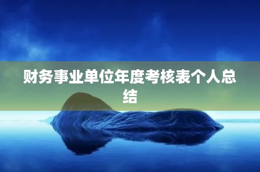 财务事业单位年度考核表个人总结