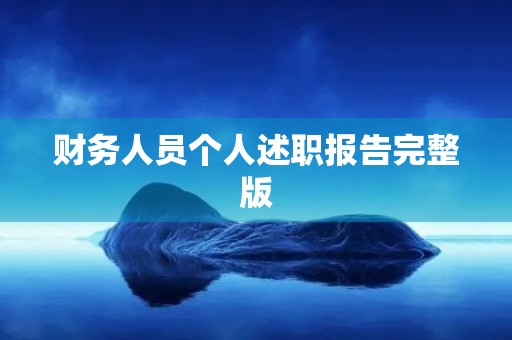 财务人员个人述职报告完整版