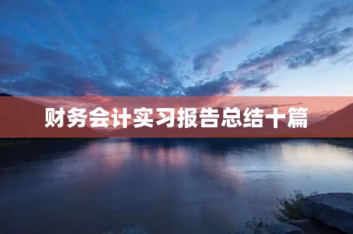 财务会计实习报告总结十篇