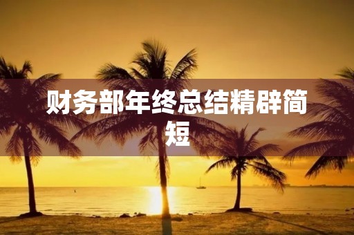 财务部年终总结精辟简短