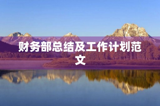 财务部总结及工作计划范文