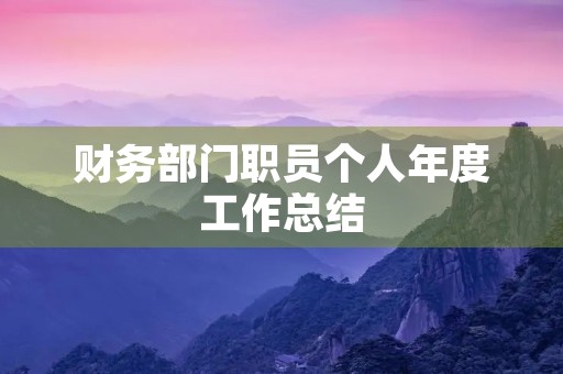 财务部门职员个人年度工作总结