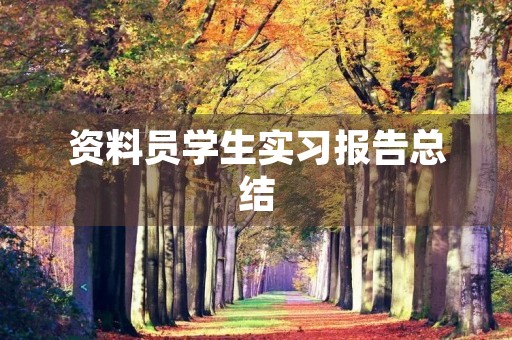 资料员学生实习报告总结 资料员学生实习报告总结
