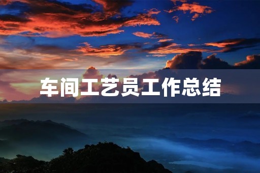车间工艺员工作总结