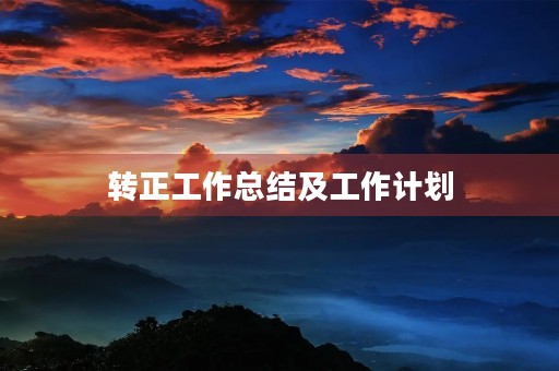 转正工作总结及工作计划