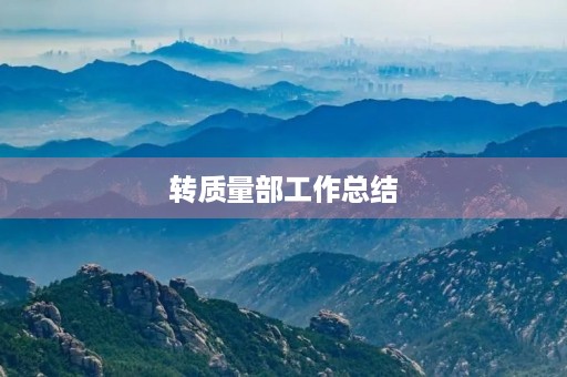 转质量部工作总结