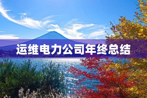 运维电力公司年终总结